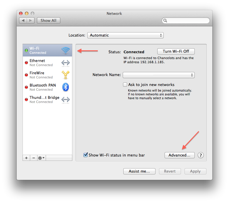 System Preferences - Network