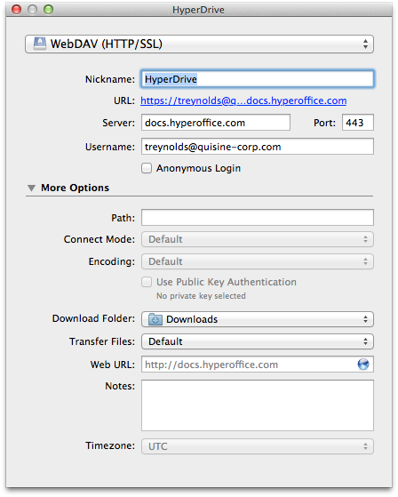 Configure Web Folders in Cyberduck